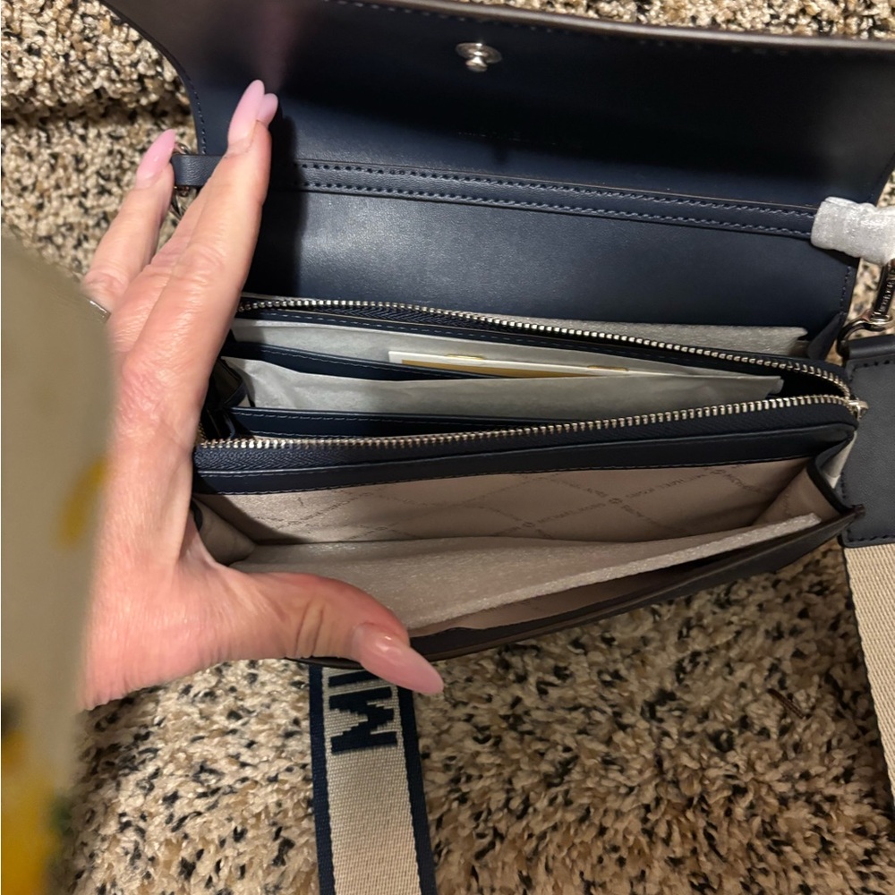 Michael Kors Blue Belt Bag with Cream Strap - Picture 4 of 5